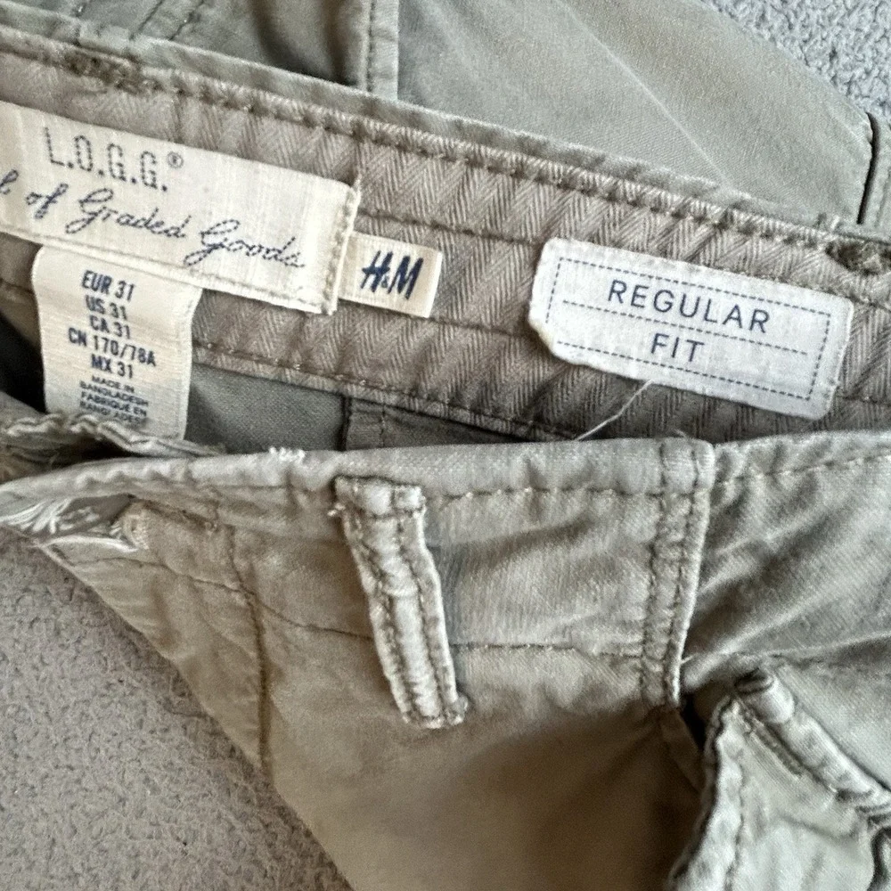 H&M L.O.G.G. Pant Mens 31x32 Gray Cargo Straight Workwear Utility Technician